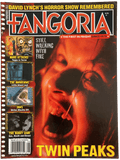 Fangoria Magazine #315 cover featuring Twin Peaks horror scene with intense red lighting and vintage grindhouse style design