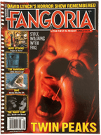 Fangoria Magazine #315 cover featuring Twin Peaks horror scene with intense red lighting and vintage grindhouse style design