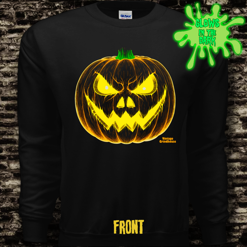 Angry Pumpkin sweatshirt - glows in the dark!