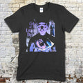 Black t-shirt featuring a blue-toned graphic of a man with a screaming face and City of the Living Dead text on front