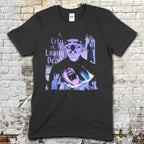 Black t-shirt featuring a blue-toned graphic of a man with a screaming face and City of the Living Dead text on front