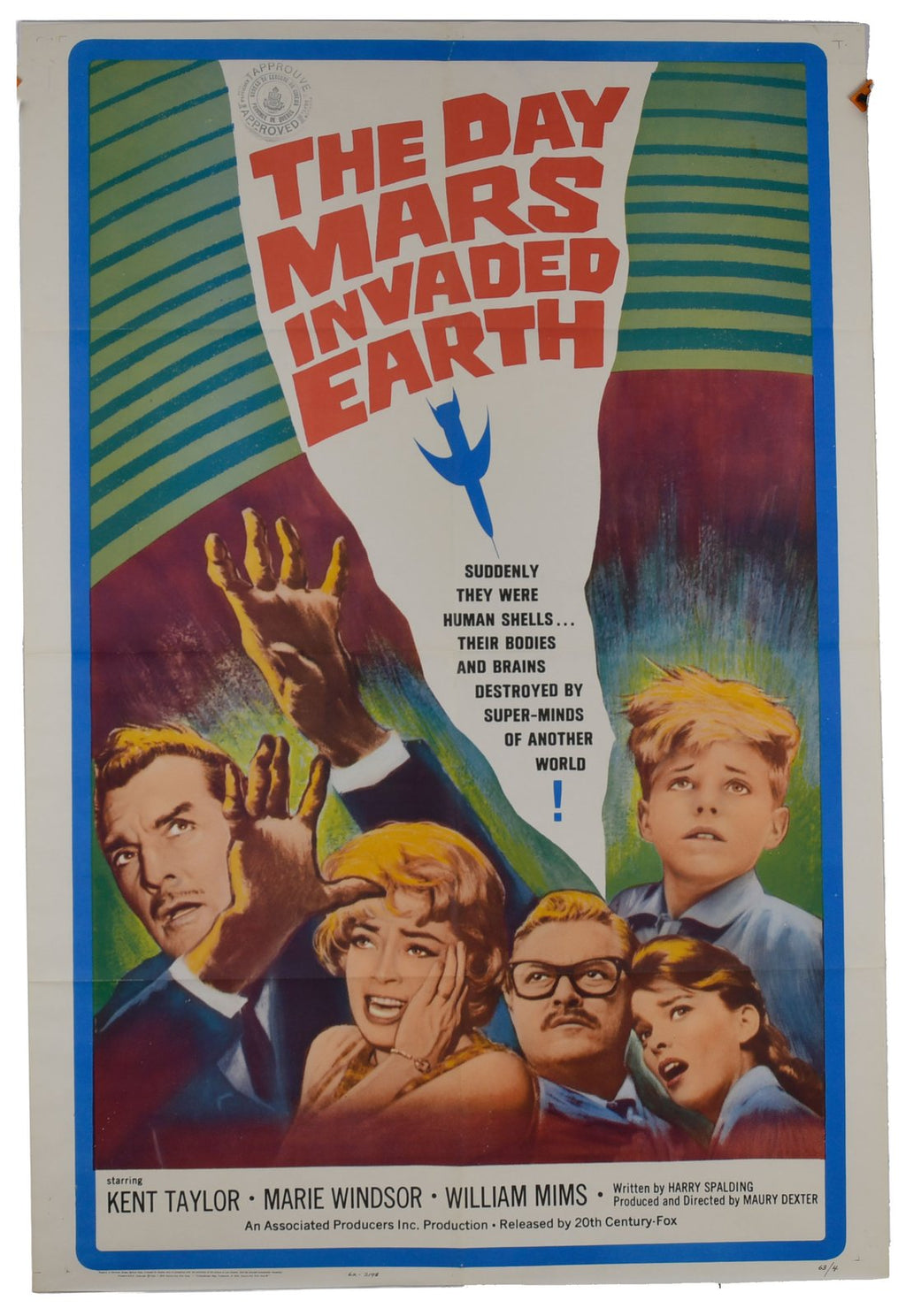 Vintage movie poster for 'The Day Mars Invaded Earth' with colorful design and text.