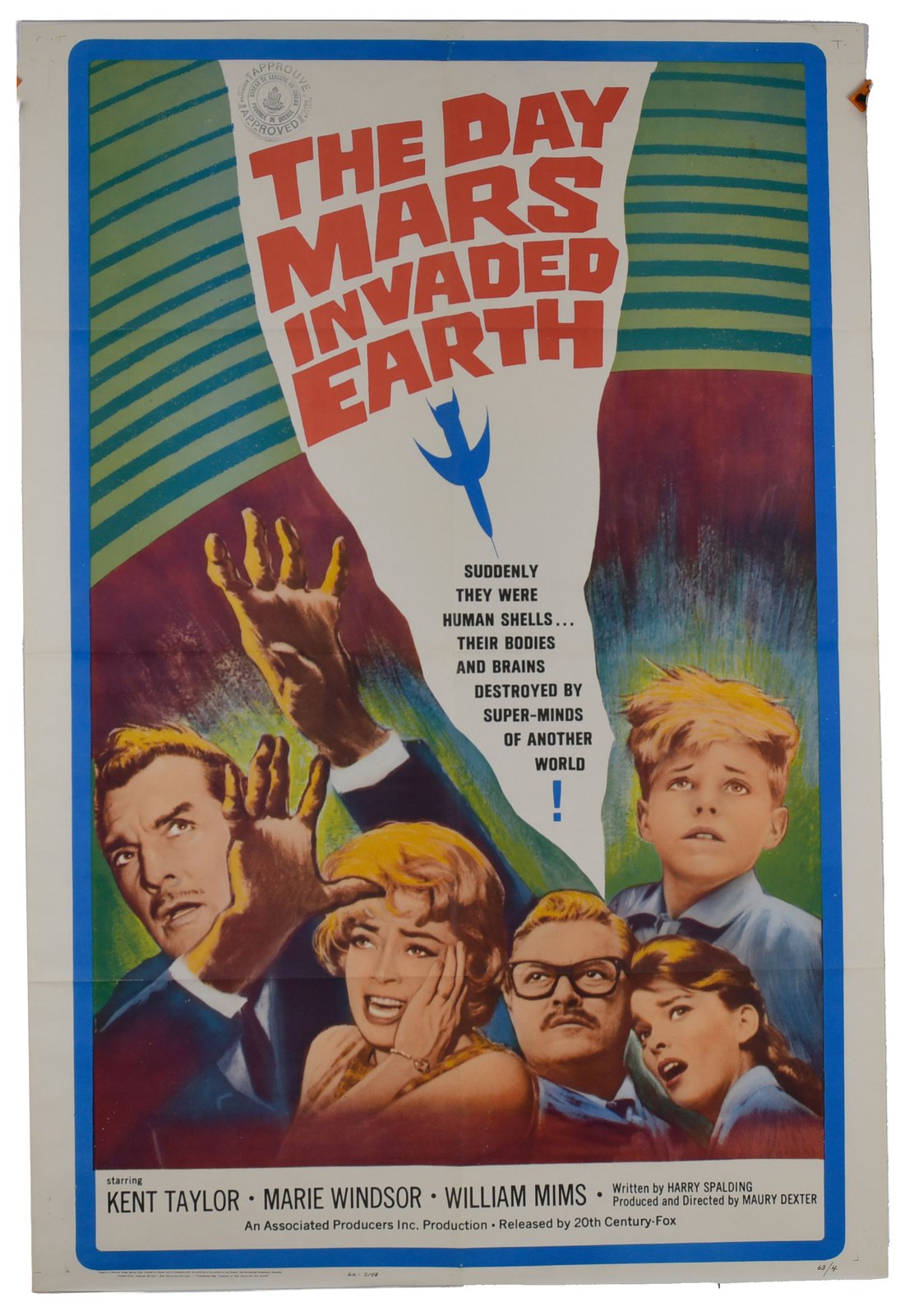 Vintage movie poster for 'The Day Mars Invaded Earth' with colorful design and text.