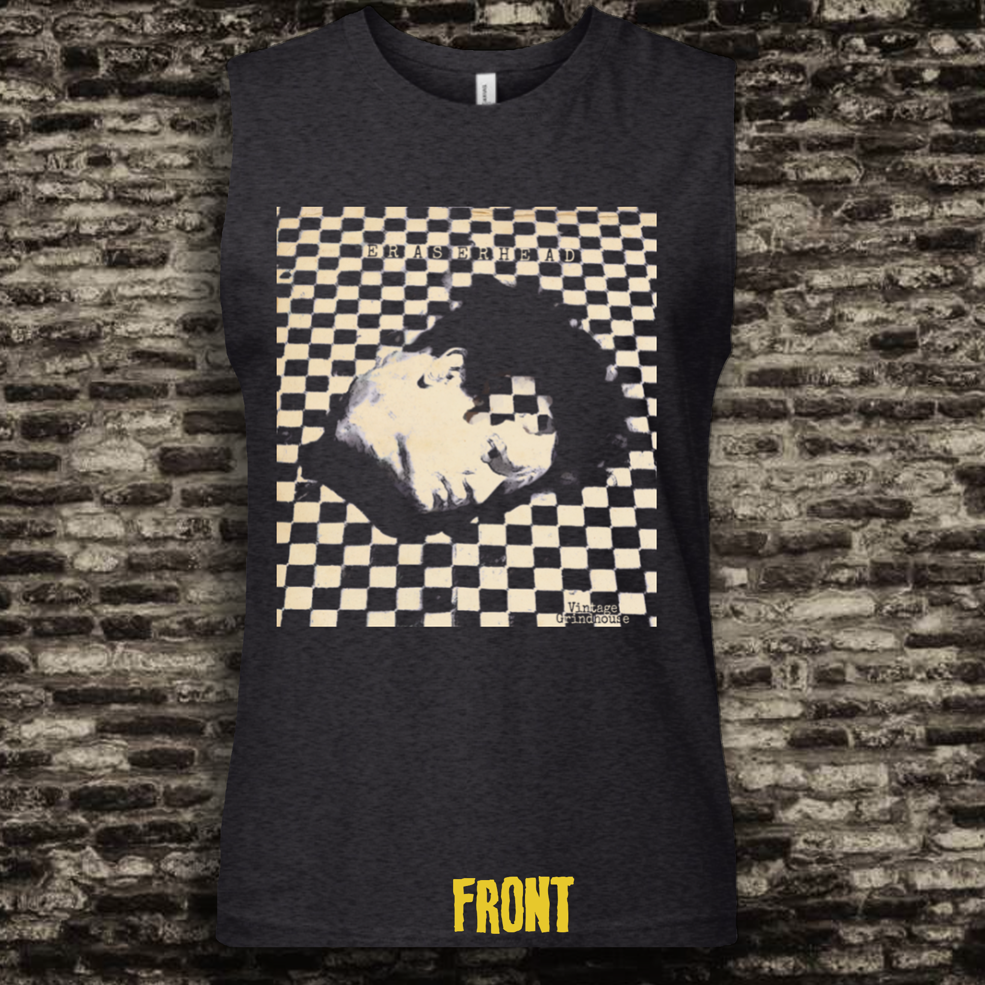 Dark gray heather Eraserhead muscle tank top