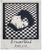 Shirt closeup for 'Eraserhead' with a checkered pattern and stylized text.