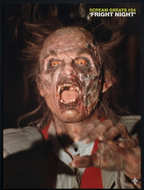 Fangoria Magazine #49 featuring close-up of a screaming zombie with glowing eyes from vintage horror film Fright Night