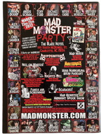 Fangoria Magazine #311 cover featuring a vintage grindhouse style mad monster party event poster with horror icons and colorful text.