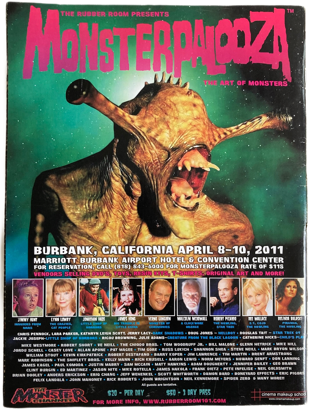 Fangoria Magazine #300 featuring vintage Monsterpalooza art event poster with a grotesque monster and event details in bold colors