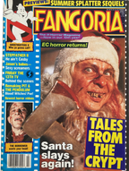 Fangoria Magazine #84 cover featuring a gruesome Santa holding an axe with horror film highlights and vintage style
