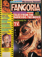 Fangoria Magazine #92 cover featuring monstrous creature from Tales From the Darkside amid horror film headlines and retro design