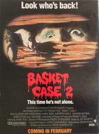 Fangoria Magazine #91 cover featuring vintage horror movie Basket Case 2 poster with eerie eyes peeking from a wicker basket