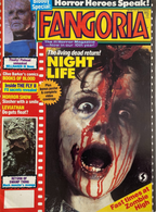 Fangoria Magazine #82 cover featuring a bloodied screaming zombie with horror movie headlines and retro design elements