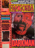 Fangoria Magazine #96 cover featuring Sam Raimi’s Darkman with horror film news and Halloween costume ads