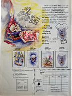 Vintage comic art advertisement for Mad Mac's posters and shirts featured in Fangoria Magazine #84 with fantasy and horror themes.