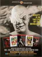 Back cover of Fangoria Magazine #324 featuring Warner Archive horror film ad with cyclops creature and classic movie covers