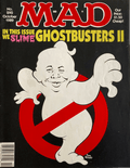 Mad Magazine October 1989 cover parodying Ghostbusters II with a playful ghost and bold yellow and red text on black.