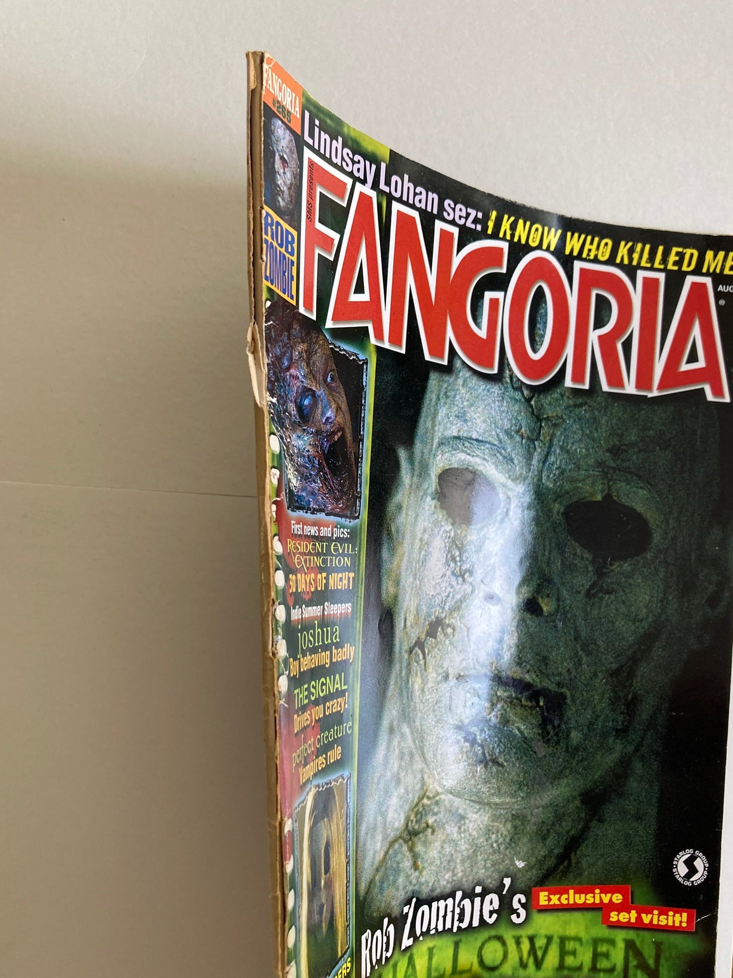 Magazine cover of Fangoria with a zombie face on the cover