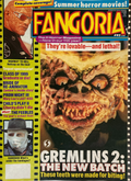 Fangoria Magazine #93 cover featuring Gremlins 2 creature with horror movie headlines and vintage grindhouse style