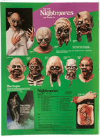Fangoria Magazine #75 page showing vintage horror masks, props, and body effects with pricing and descriptions.