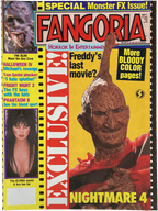 Fangoria Magazine #77 featuring Nightmare 4 Freddy Krueger and horror film special effects coverage with vibrant yellow cover.