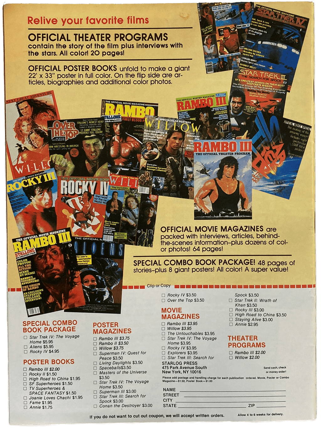 Fangoria Magazine #77 featuring vintage grindhouse movie posters and theater programs with classic film covers and interviews
