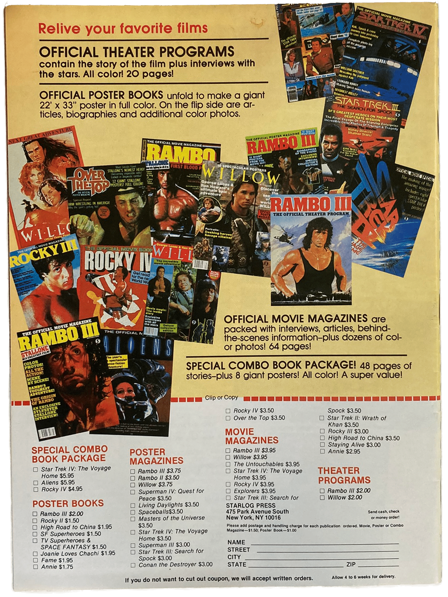 Fangoria Magazine #77 featuring vintage grindhouse movie posters and theater programs with classic film covers and interviews