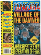 Fangoria Magazine #143 cover featuring Village of the Damned with eerie children and horror film headlines.