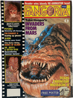 Fangoria Magazine #55 cover with Tobe Hooper’s Invaders from Mars creature and horror film features including Texas Chainsaw Massacre II