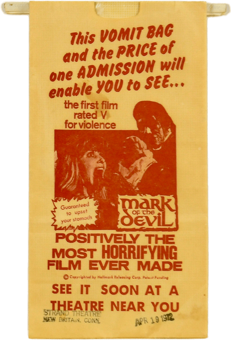 Mark of the Devil Vomit Bag (unused) ORIGINAL and AUTHENTIC