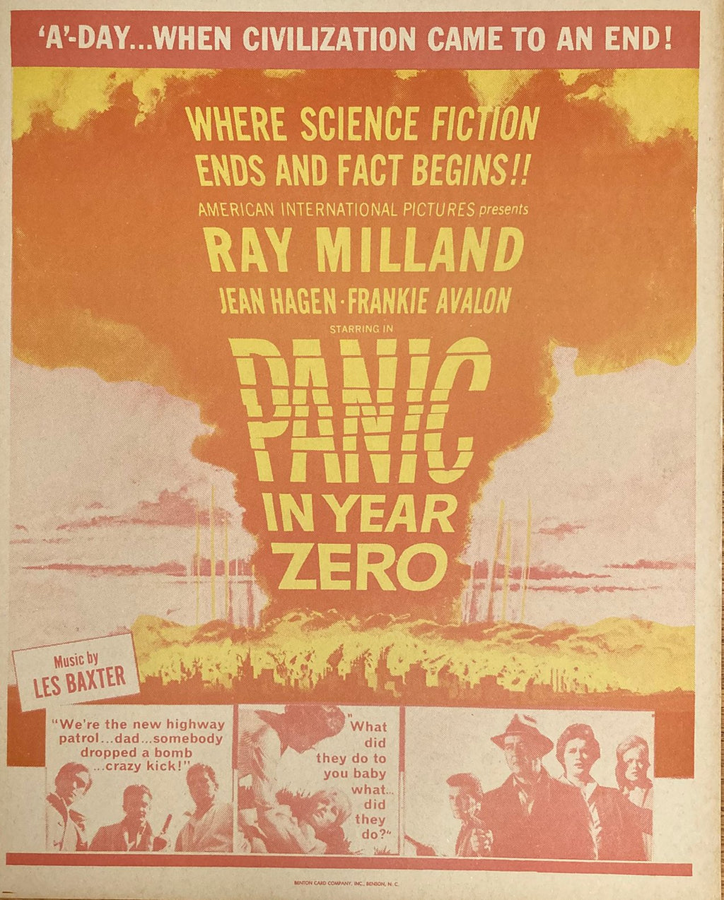 Panic in Year Zero (1962) window card (14"x22")