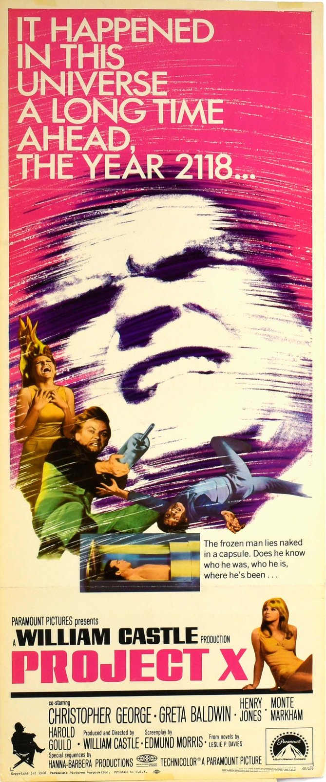 Project X (1968) ORIIGINAL theatrical  insert (14"x36")