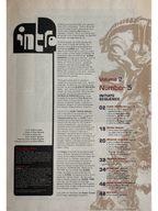 Vintage magazine or book page with text and a logo on a beige background