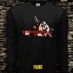 Black sweatshirt with design inspired by the horror movie Anthropophagus.