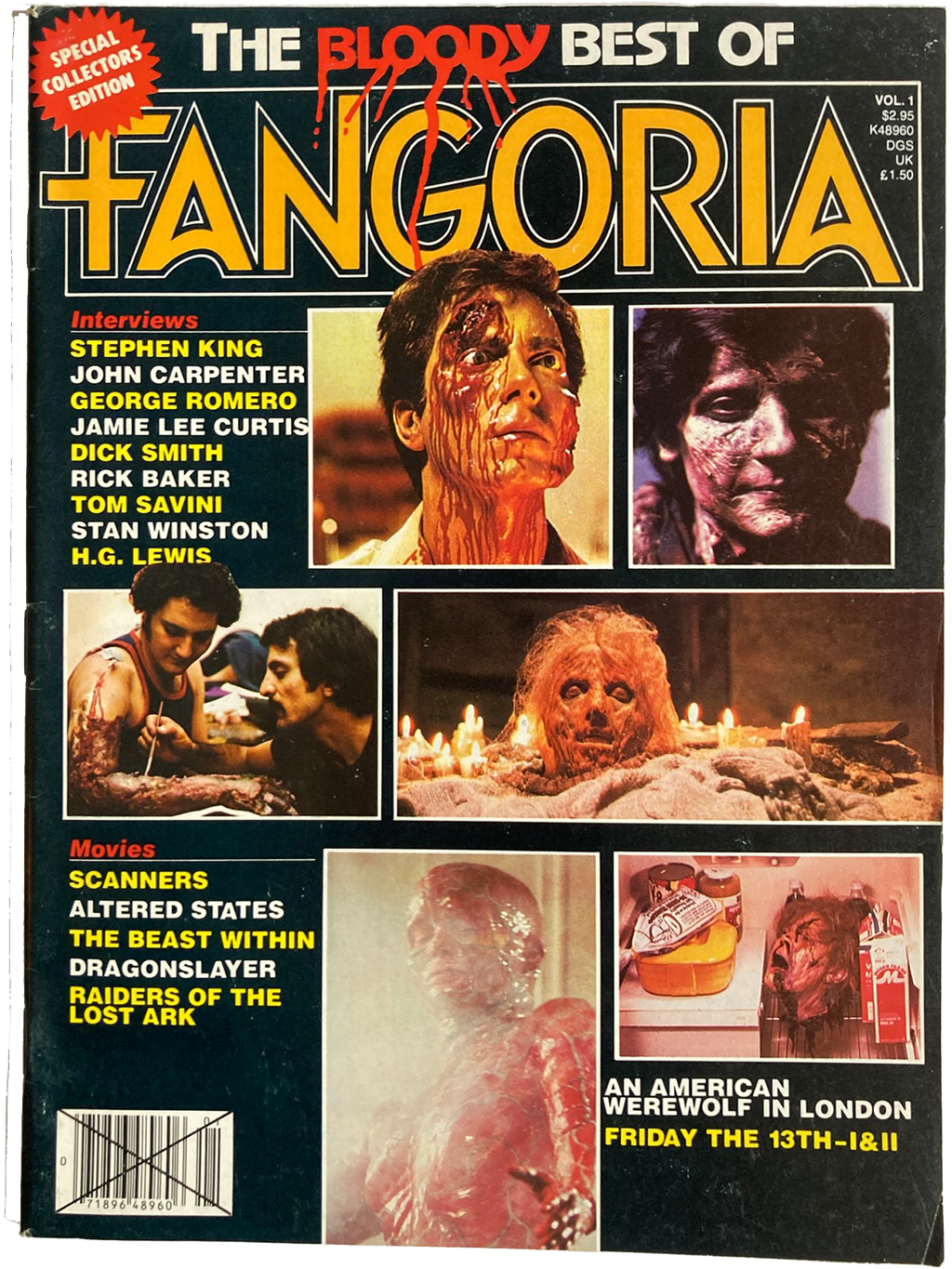 Cover of 'The Bloody Best of Fangoria' magazine with horror-themed images and text.