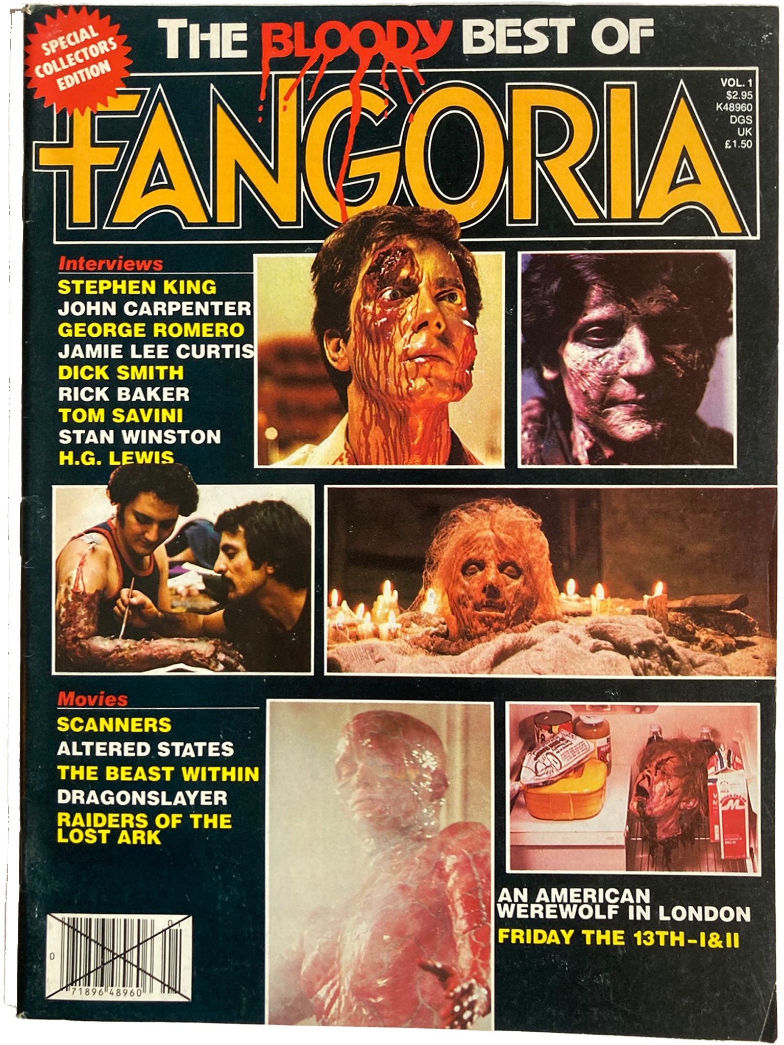 Cover of 'The Bloody Best of Fangoria' magazine with horror-themed images and text.