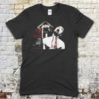 Black t-shirt featuring a graphic of a man with blood dripping from his mouth and Blood for Dracula text in red on front