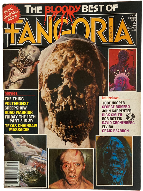 Magazine cover titled 'The Bloody Best of Fangoria' with horror movie images and text.