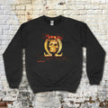 Black sweatshirt featuring a distressed skull inside a glowing omega symbol with red text reading Buio Omega aka Beyond the Darkness sweatshirt