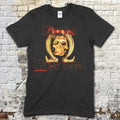 Black t-shirt featuring a distressed skull graphic inside a horseshoe with Buio Omega text and Vintage Grindhouse on front