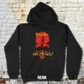 Cannibal Holocaust hoodie (rear print) featuring distressed red skull graphic with bold yellow text on black fabric