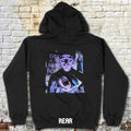 Black hoodie featuring City of the Living Dead (rear print) with eerie purple horror-themed graphic