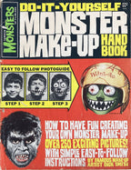 Cover of 'Do-It-Yourself Monster Make-Up Handbook' with step-by-step instructions and monster images.