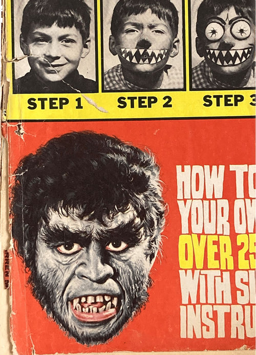 Vintage book cover with a werewolf transformation illustration and text.