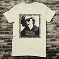 Cream t-shirt featuring Doris Wishman Tribute with stylized portrait and quote about making movies in hell