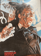 Fangoria Magazine #55 cover featuring classic horror Dracula character with burnt face makeup and dramatic vintage style.