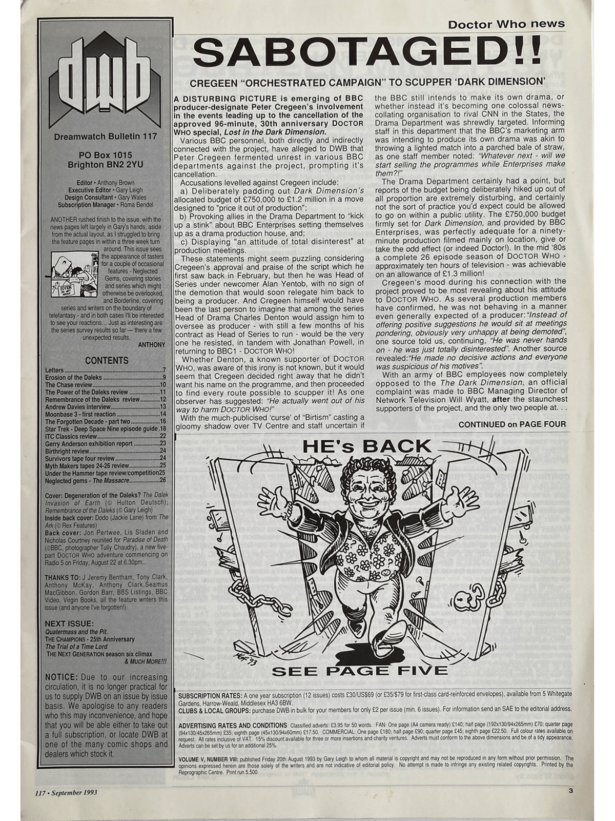 DWB Dr. Who/Dream Watch Bulletin #117