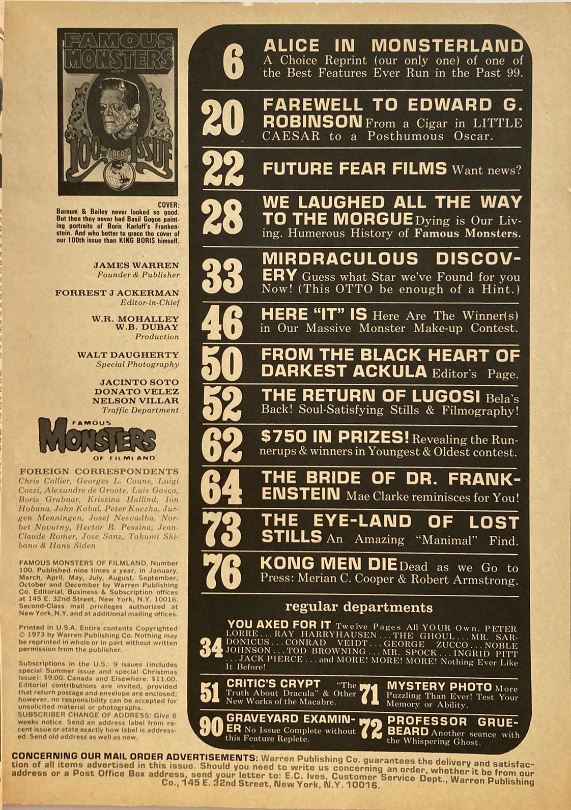 Famous Monsters of Filmland (Aug.   1973) #100