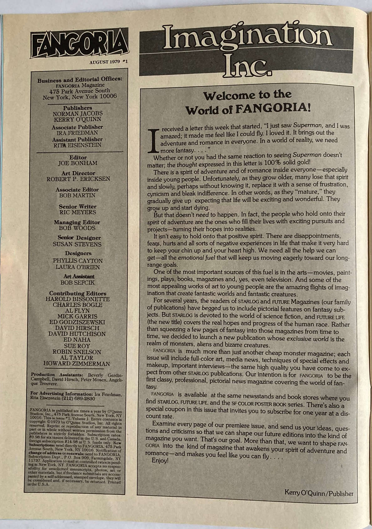 RARE Fangoria Magazine #1