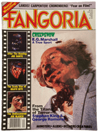Magazine cover of Fangoria featuring horror movie images and text.