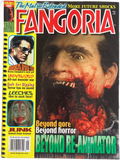 Fangoria Magazine #222 cover featuring a gore-filled horror scene from Beyond Re-Animator with vintage grindhouse style text